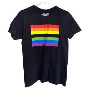 Black Matter Rainbow Flag Black Short Sleeve Cotton T-shirt Size Small